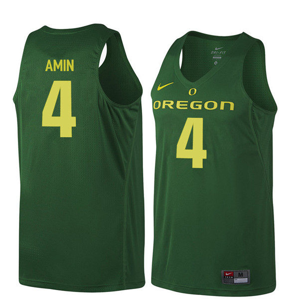 Men #4 Ehab Amin Oregon Ducks College Basketball Jerseys Sale-Dark Green